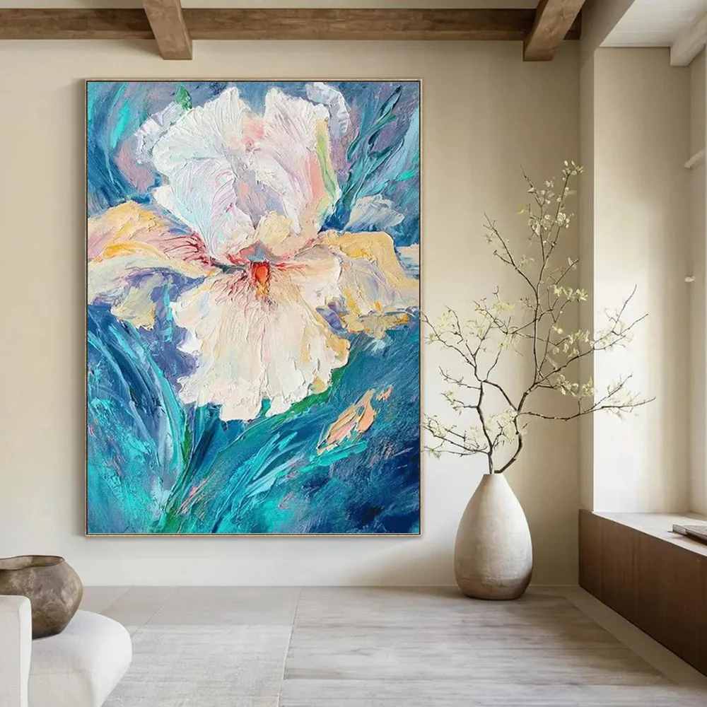 Bold Botanical Abstract - big contemporary canvas for dining room